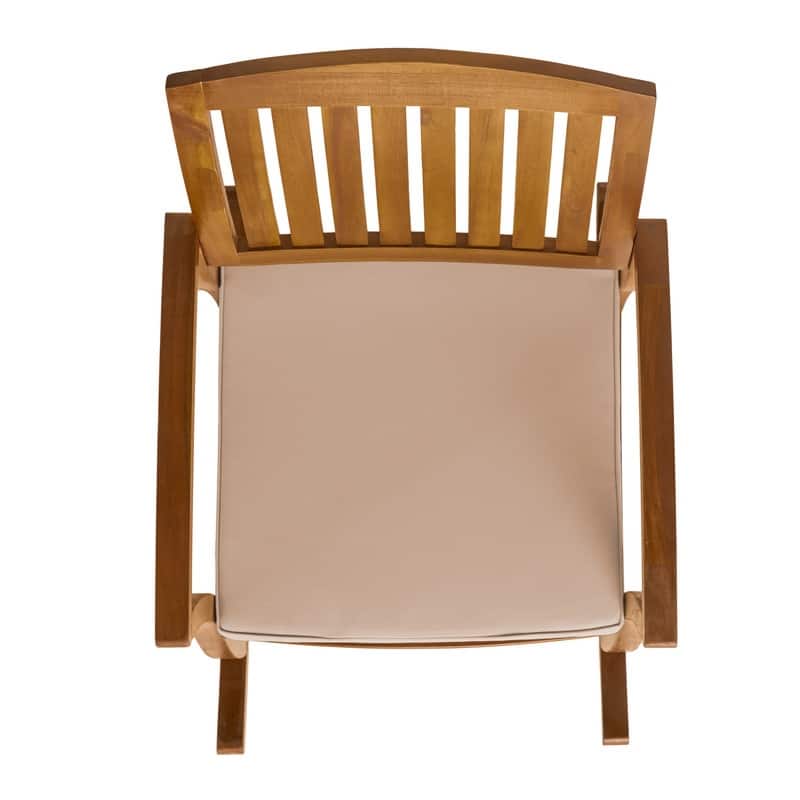Acacia Wood Outdoor Rocking Chair with Cushions-Durable Garden, Lawn, Backyard & Pool Relaxation Rocker