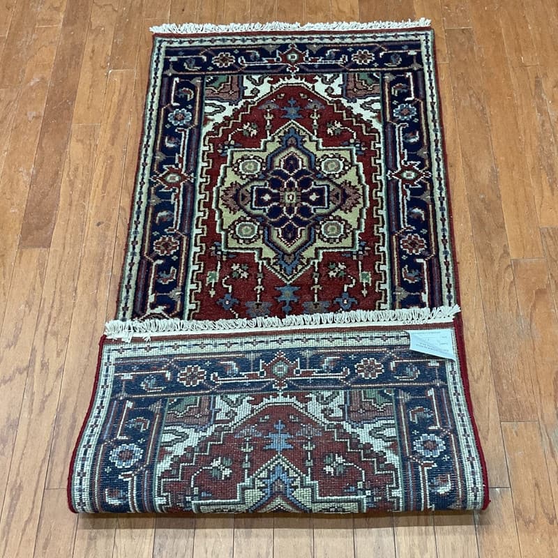 Handmade One-of-a- Kind Heriz Wool Oriental Rug 2'7 x 6' - 2.7 x 6