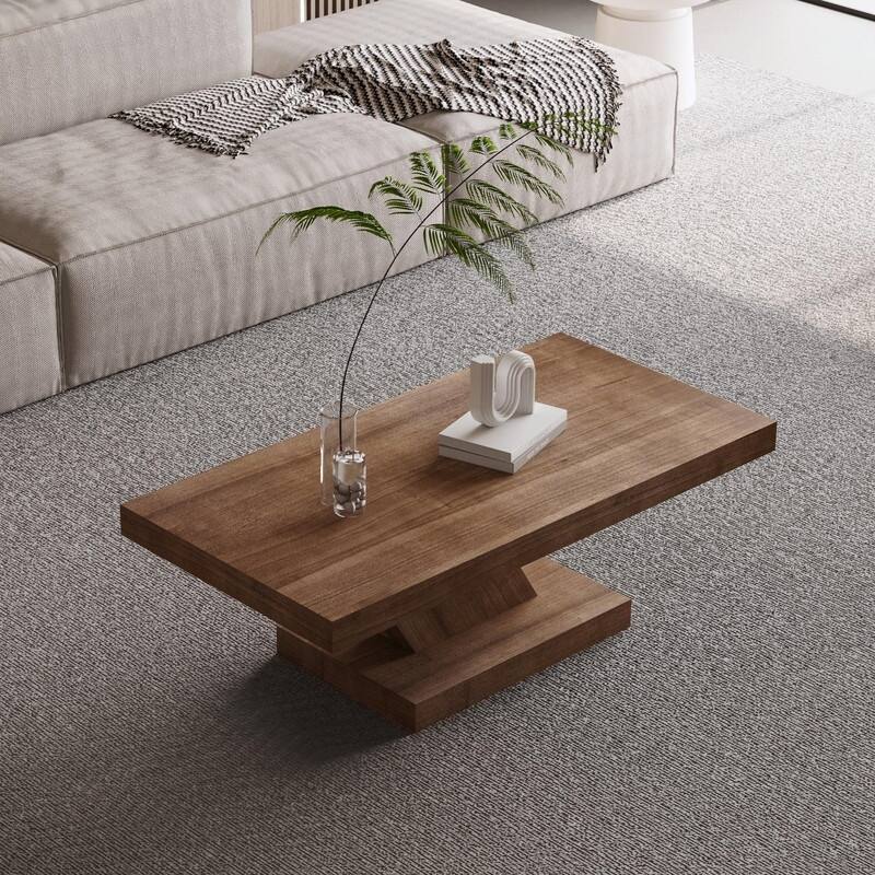 47" Modern Cross-Leg Coffee Table - Solid Wood Veneer Center Table with Sturdy X-Shape Design and Ample Storage