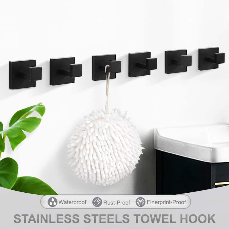 WOWOW J-Hook Wall Mount Robe/Towel Hook 6PCS