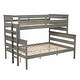 preview thumbnail 12 of 11, Twin XL over Queen Bunk Bed Separable Platform Bed with Ladder & Slat Support No Box Spring Needed Wooden Bunk Bed - Grey