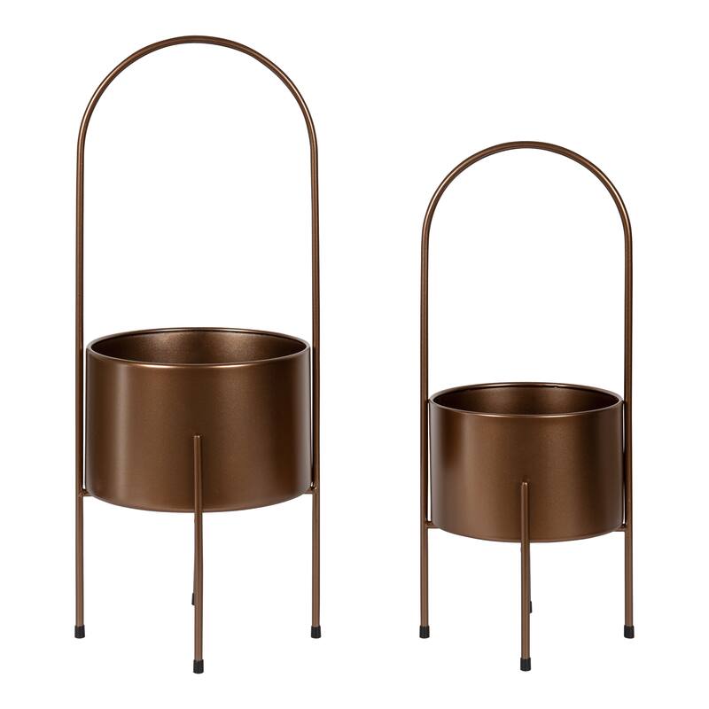 Kate and Laurel Peeto Freestanding Planter Set - 2 Piece - Bronze