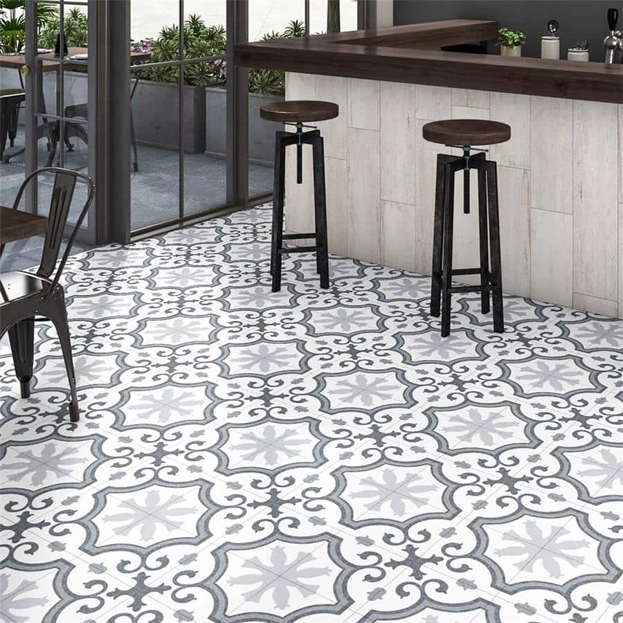 Merola Tile Lacour Grey 9-3/4" x 9-3/4" Porcelain Floor and Wall Tile