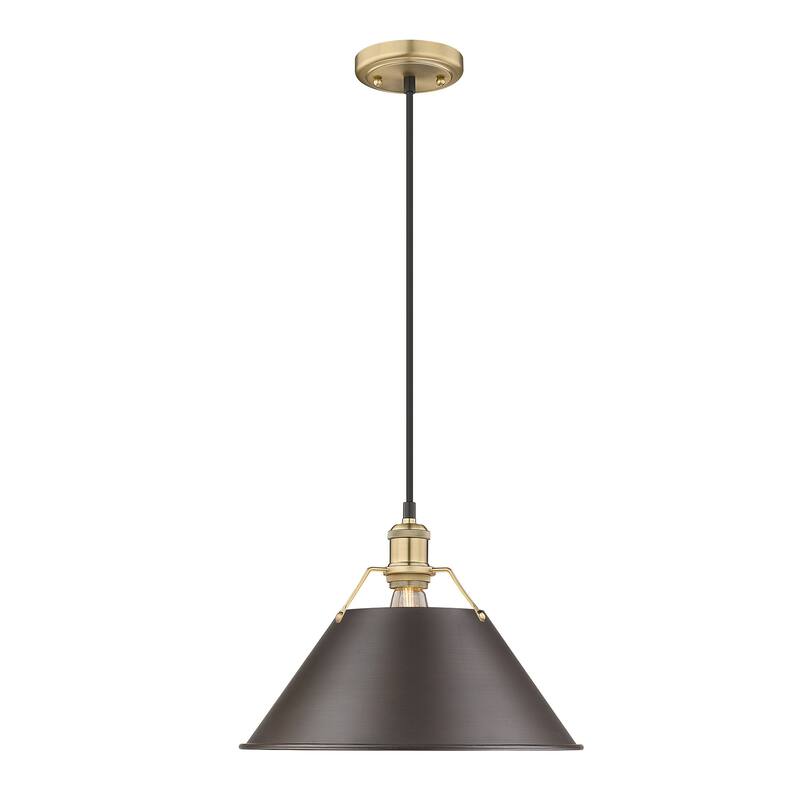 Orwell 14" Wide Large Pendant in Brushed Champagne Bronze with Rubbed Bronze - Gold