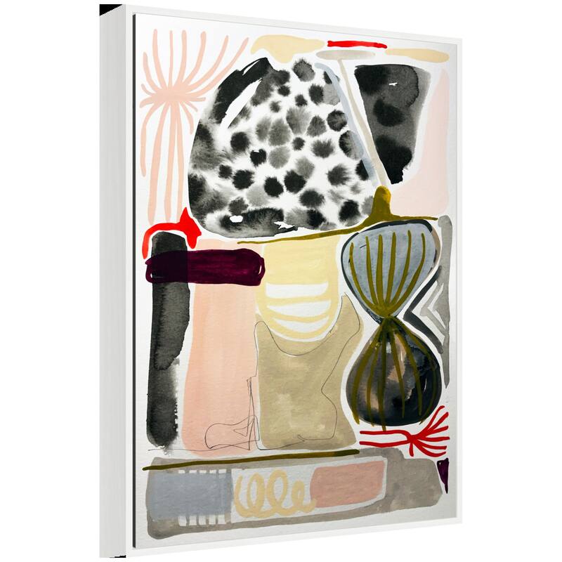 Kate and Laurel Sylvie Abstract 01 Framed Canvas by Emma Daisy - 28x38 - White