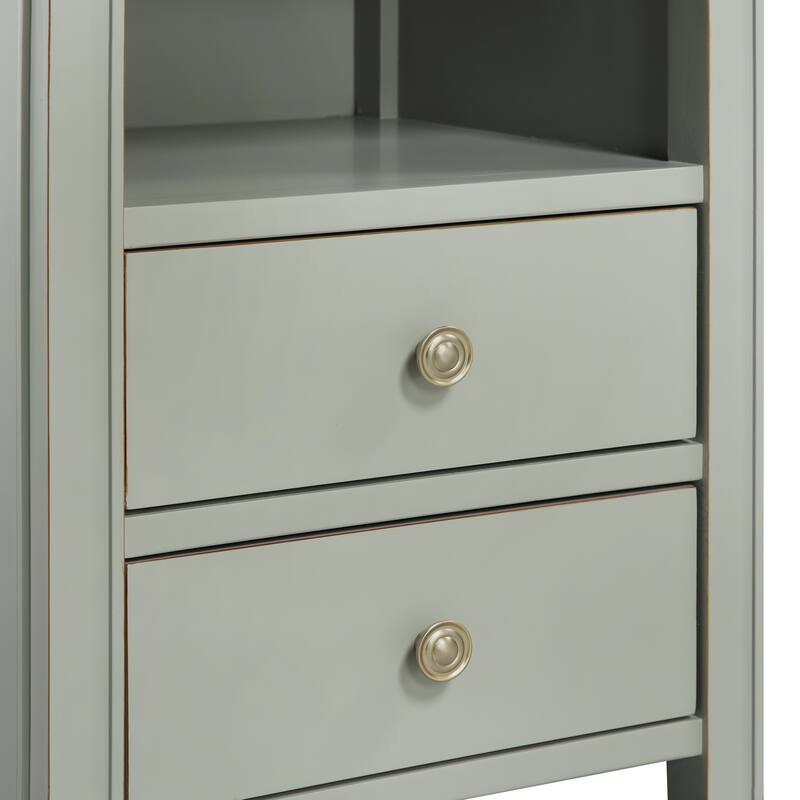 2-Drawer Nightstand in Antique Gray - Elegant Storage Solution