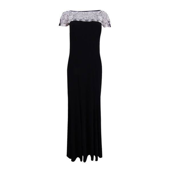 Shop R M Richards Women S Beaded Trim A Line Gown Black