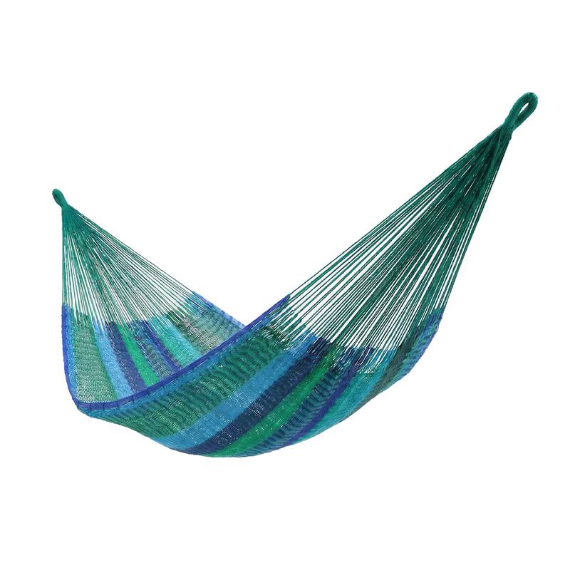 Mayan Family Hammock XXL Blue Handwoven Thick Cord - 880-lb. Capacity - Tropical Lagoon