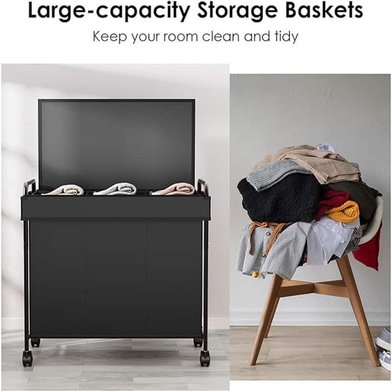 180L Large Laundry Hamper, 3 Bag Laundry Sorter - 29"L x 17"W x 29.5"H
