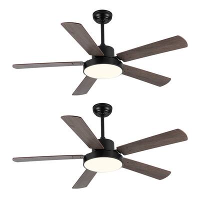Bright Corners Modern Ceiling Fan with Light and Remote Control, Dark and Wood (Set of 2) - Dark Wood