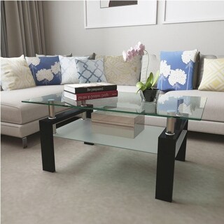 Black modern side table glass coffee table - Bed Bath & Beyond - 37211622