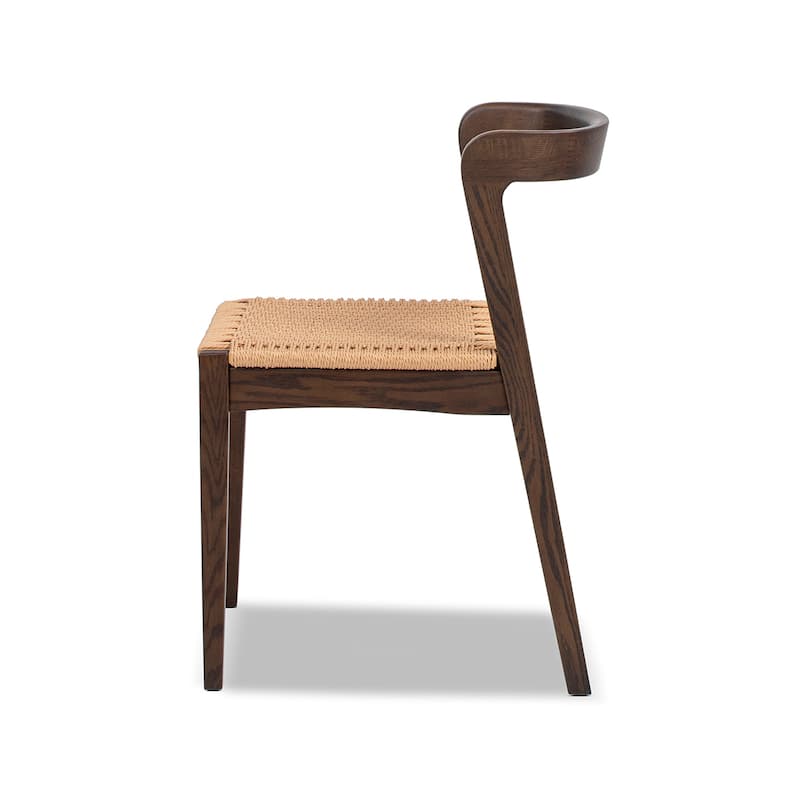 Jennifer Taylor Home Capri Woven Seat Oak Wood Dining Chair
