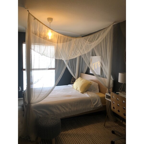 Coffee Brown Ruffle Four 4 Post Bed Canopy Netting Curtains Sheer Panel ANY SIZE 