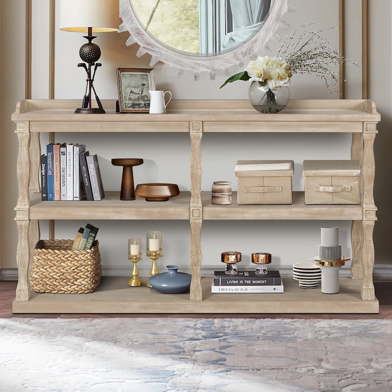 Console Table with three-Tier Open Storage Spaces