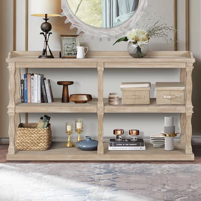 Console Table with three-Tier Open Storage Spaces