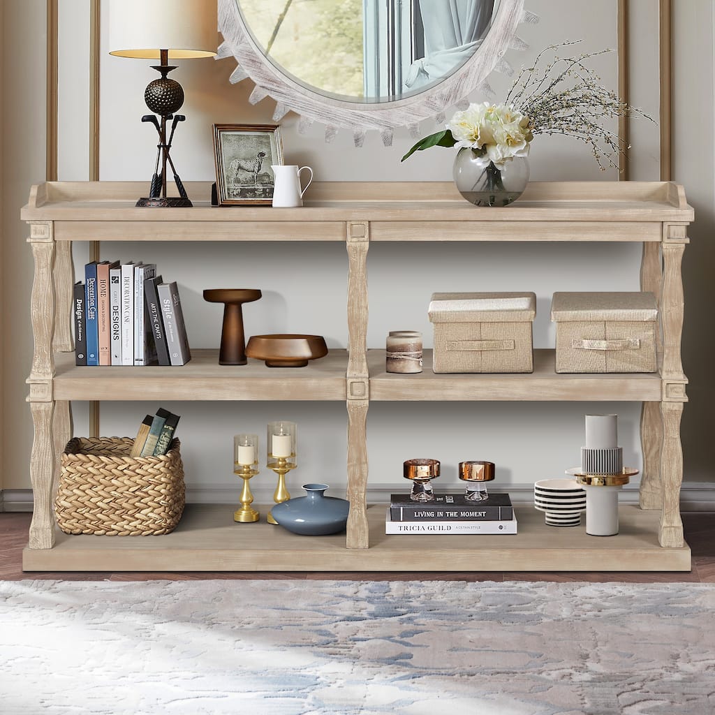 Console Table with three-Tier Open Storage Spaces