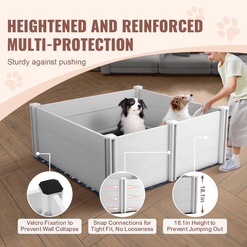 White PVC Plastic Dog Whelping Box with Rails Pee Pad Ideal for Indoor Dogs and Puppies