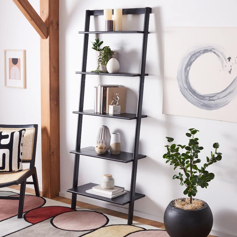SAFAVIEH Vukica 5-Tier Leaning Etagere Bookcase - 27.6" W x 14" L x 76" H - 28Wx14Dx76H
