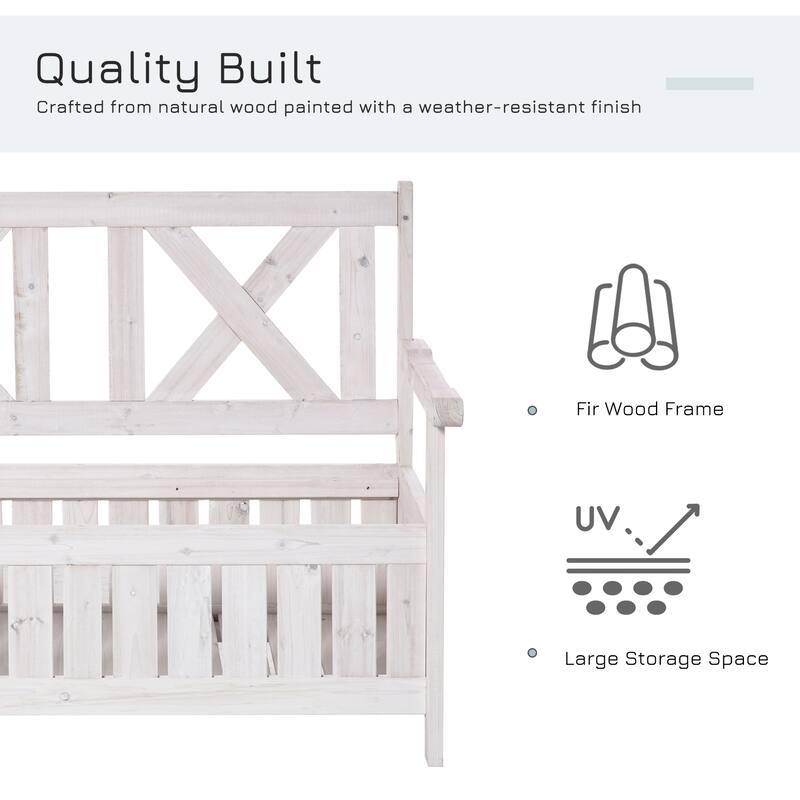 Outsunny Patio Wooden Bench with Storage Box