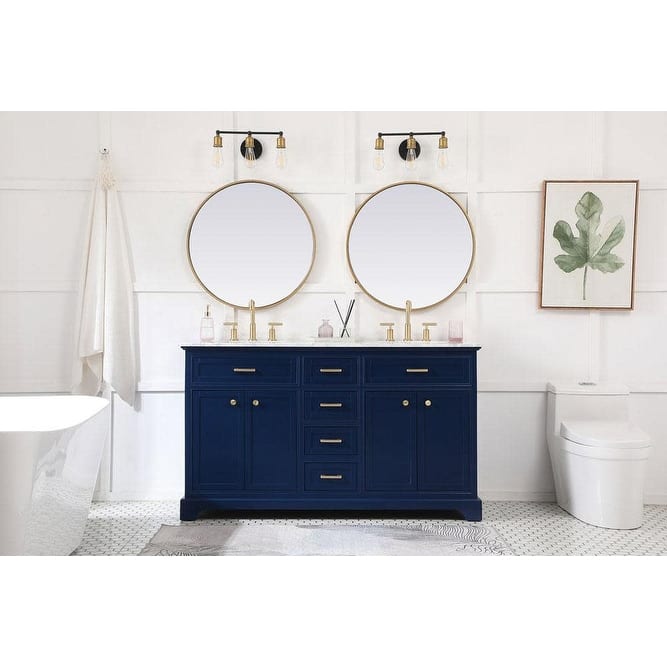 Elegant Lighting VF15060DWH Americana 60" Free Standing Double Basin