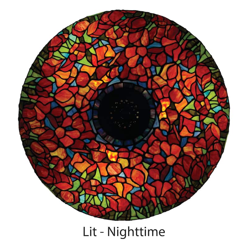 Tulip River of Goods Tiffany-Inspired Red and Green Stained Glass 33.25-Inch Table Lamp - 22" x 22" x 33.25"