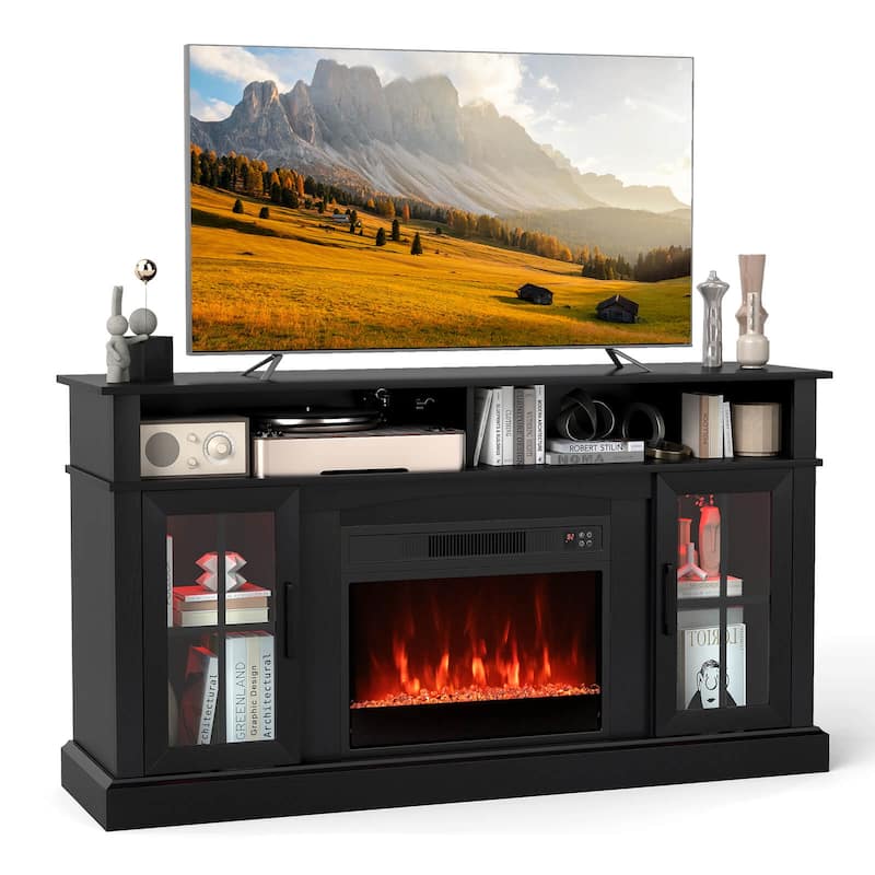 Costway 58" Fireplace TV Stand with LED Lights Entertainment Center - See Details - Black