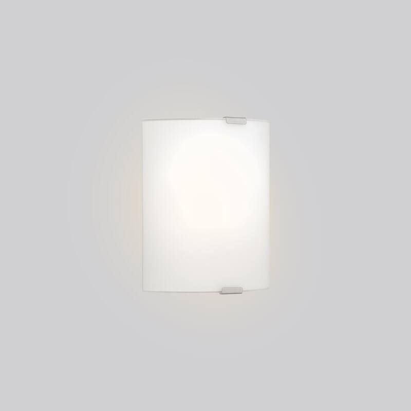Eglo Grafik 11-inch Chrome Wall Light with Satin Glass Shade