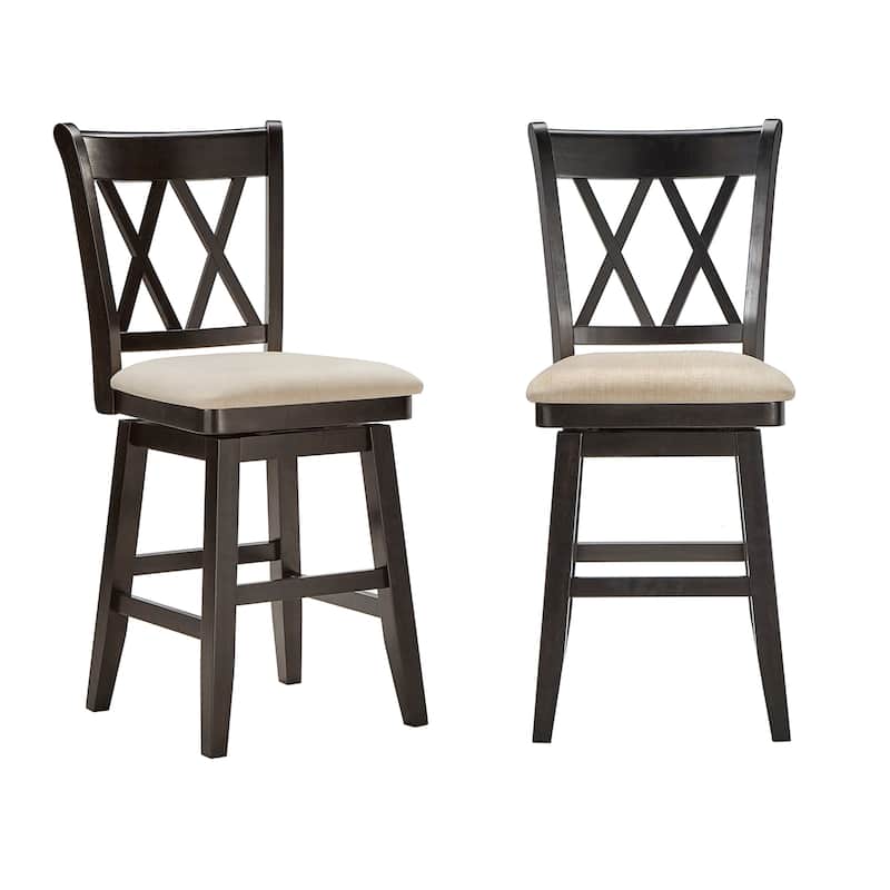 Ronda Double X-Back Wood Swivel Chair - Antique Black - Counter Height