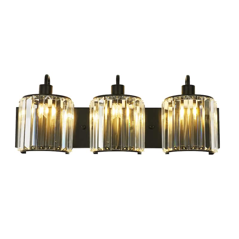3-Light Modern Luxury Metal & Crystal Vanity Wall Light for Bathroom