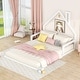 preview thumbnail 1 of 8, Full Size Wooden Floor Bed with House-shaped Headboard and Chimney Design White