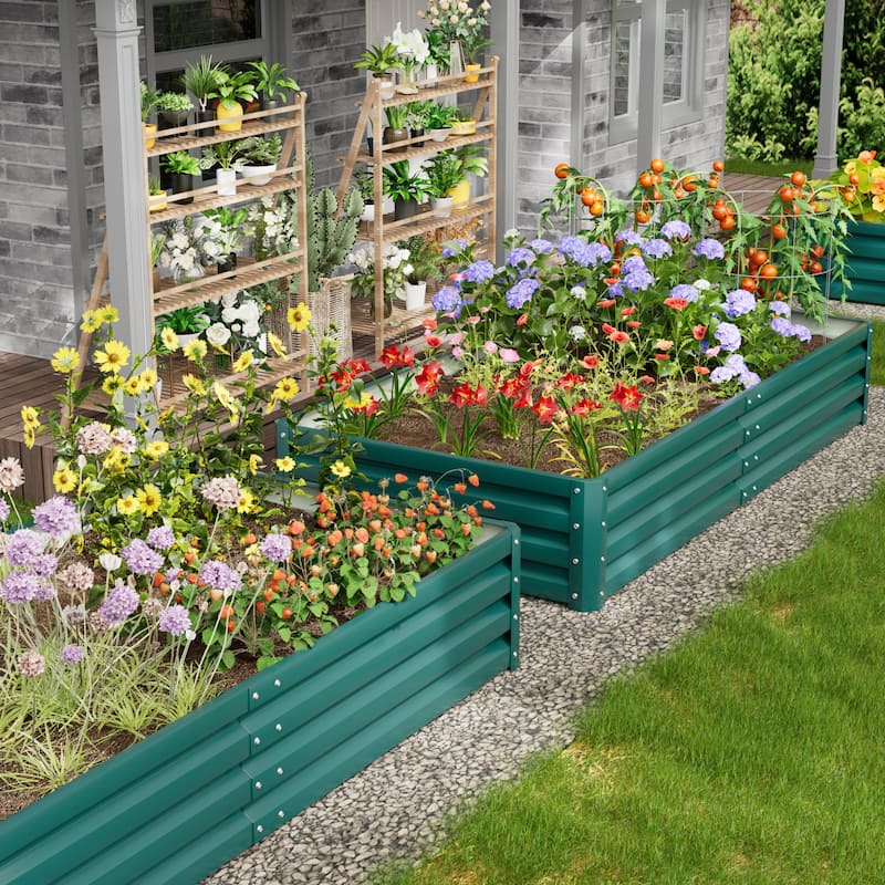 Homall Galvanized Raised Metal Planter Box Garden Bed Planter