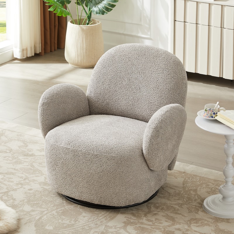 Uphosltered Swivel Accent Chair with Armrest - Grey