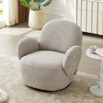Uphosltered Swivel Accent Chair with Armrest