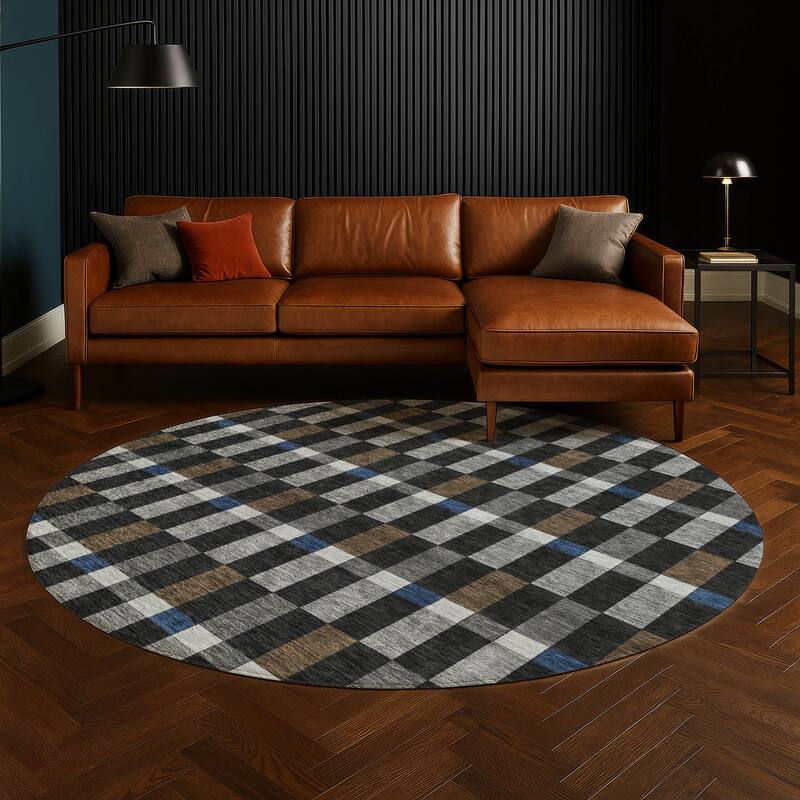 Machine Washable Indoor/ Outdoor Modern Chanute Chantille Rug