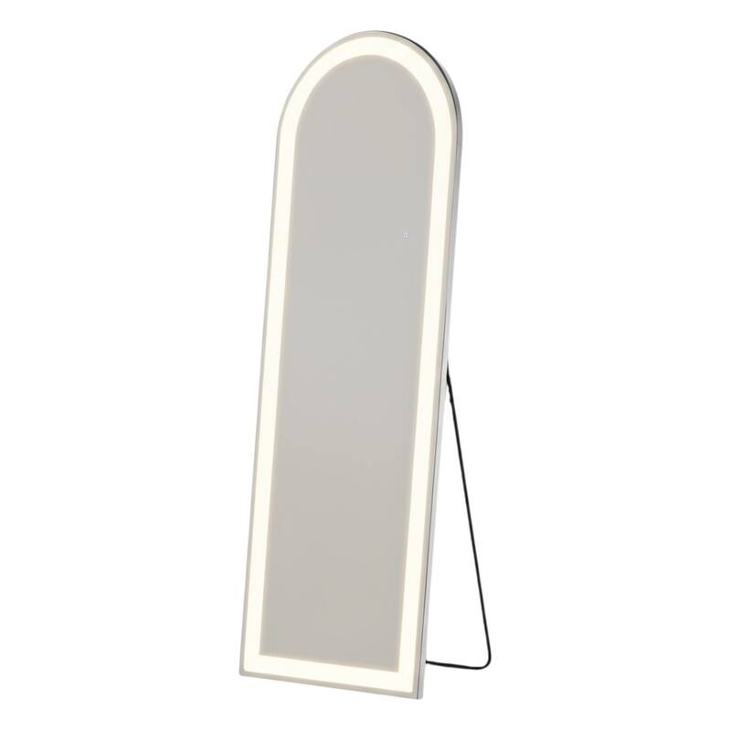HomeRoots 63" Clear Arch Lighted Freestanding and Wall Mount Frameless Full Length Mirror - 20.00 in. x 63.00 in. x 0.90 in.