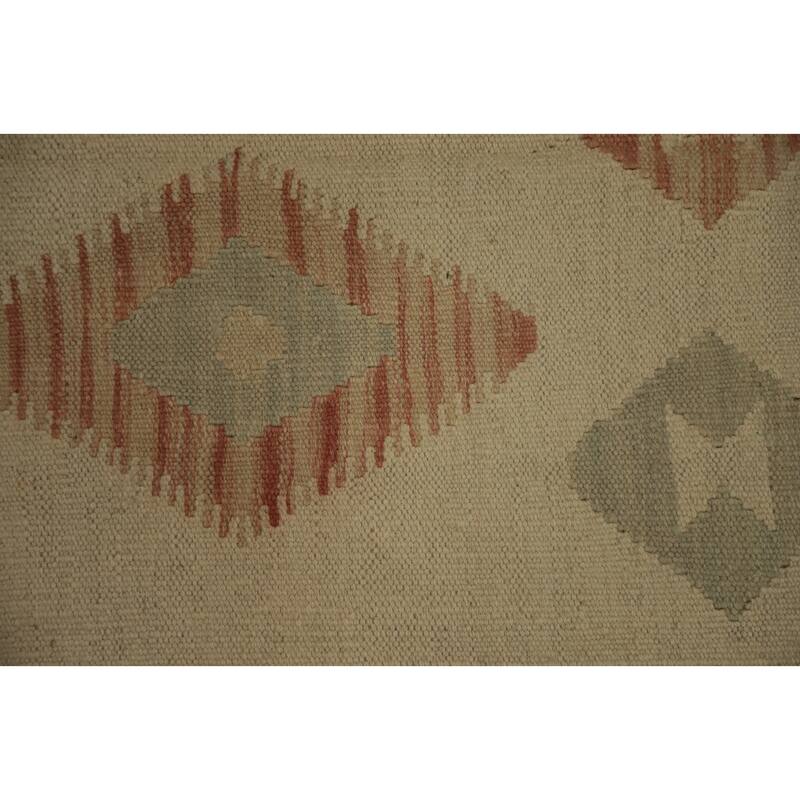 Hand Woven Oriental 100% Wool Carpet Southwestern Tribal Beige & Ivories Kilim Area Rug - 6' 9'' X 4' 8''