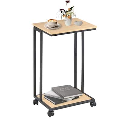C-Shaped End Table for Couch - 15.3"D x 11.4"W x 25.1"H