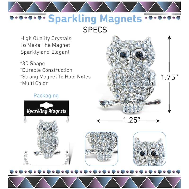 CoTa Global Owl Sparkling Refrigerator Magnet with Crystals - 1.75"