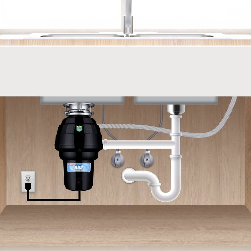 Waste Maid 1-1/4 HP Premium Garbage Disposal with Attached Power Cord - stainless steel - 1-1/4 hp