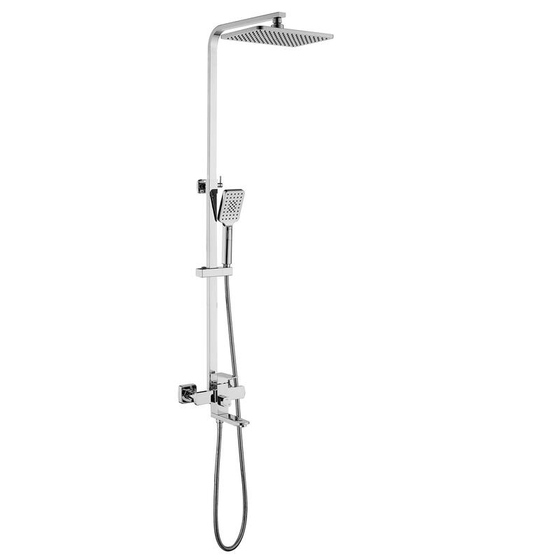 46"H 3-Function Stainless Steel Wall-Mounted Shower System - Chrome