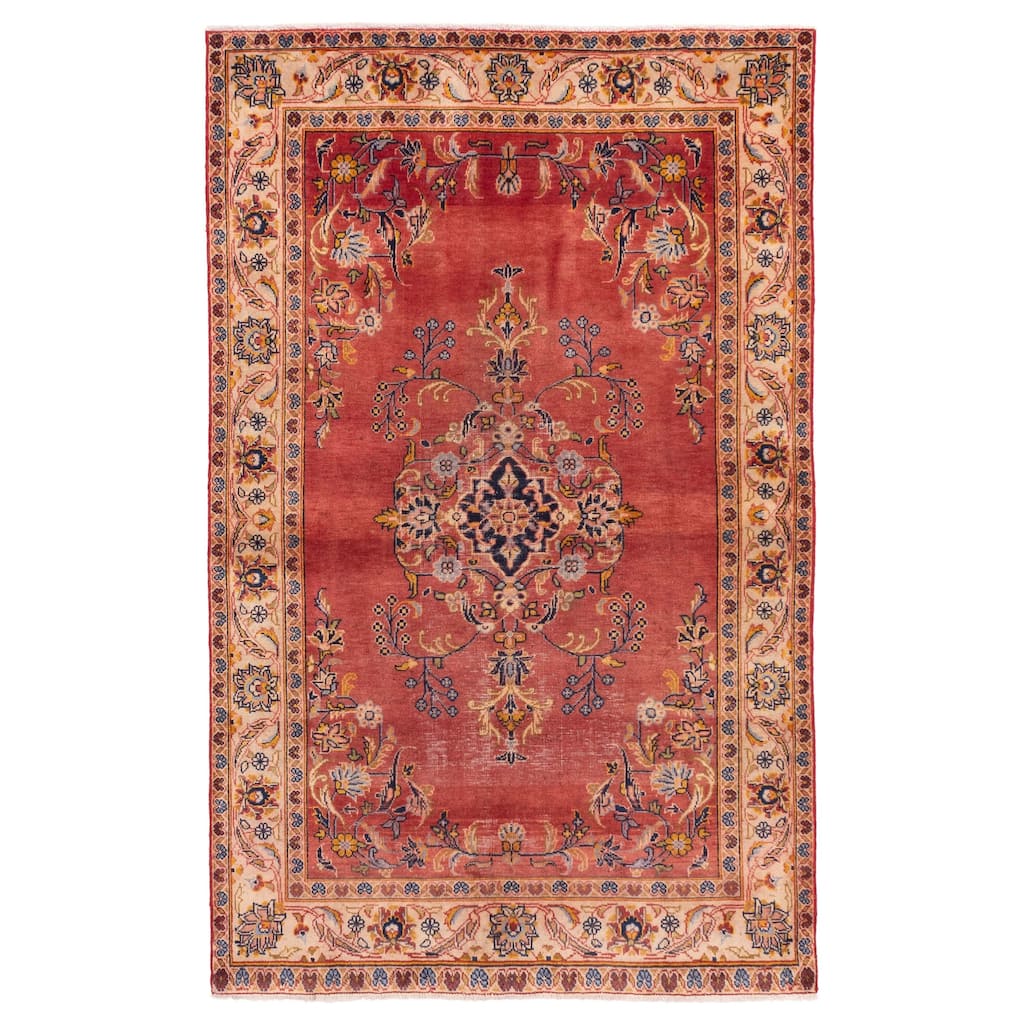 ECARPETGALLERY Hand-knotted Andelz Light Red Wool Rug - 4'4 x 6'11