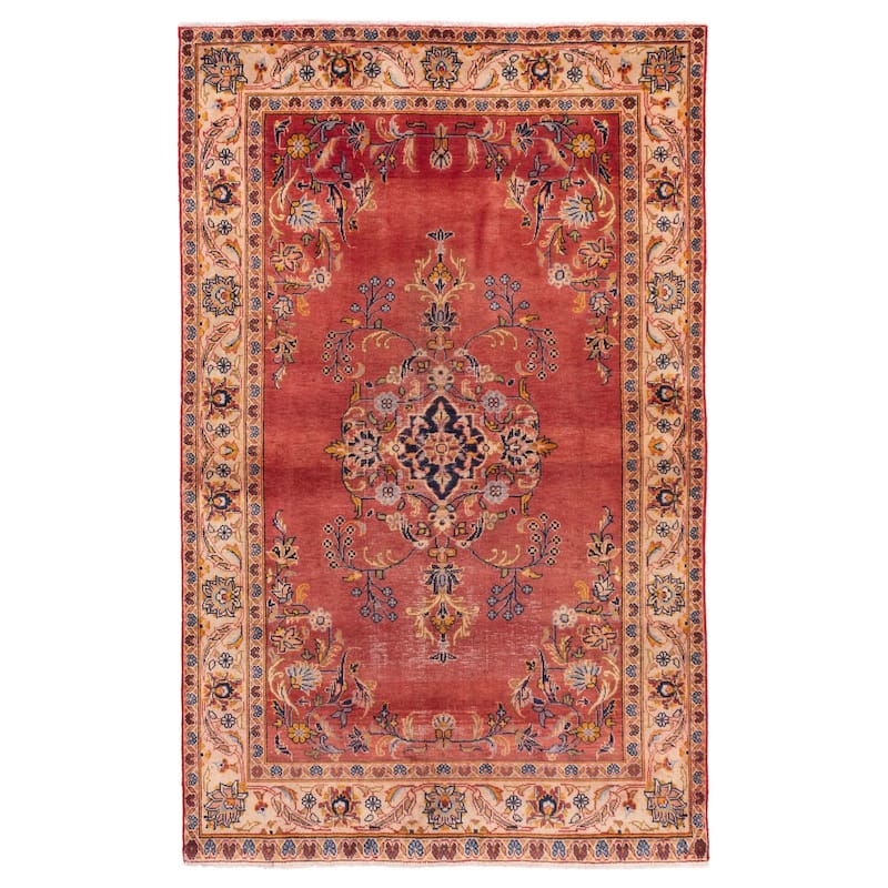 ECARPETGALLERY Hand-knotted Andelz Light Red Wool Rug - 4'4 x 6'11