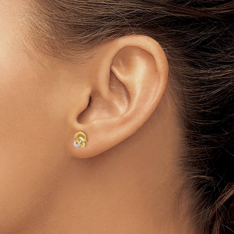 Curata 14k Yellow Gold Polished 7mm Love Knot Earrings