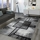 preview thumbnail 6 of 7, Black White Area Rug with Geometric Pattern and Modern Paint Effect