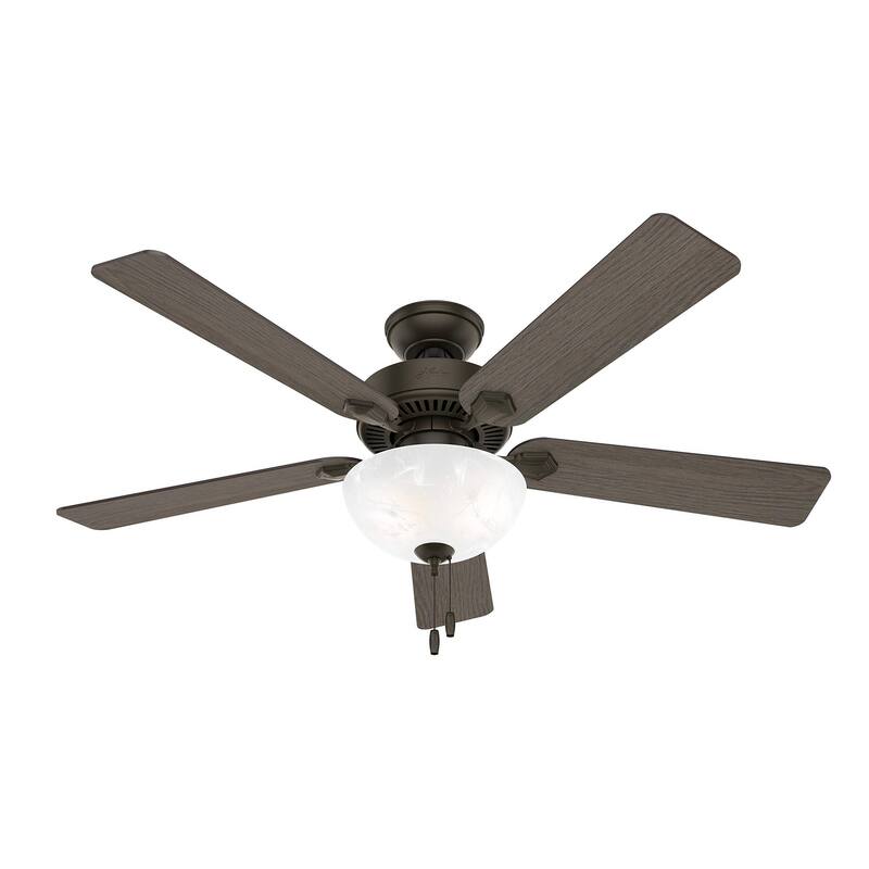 Fan Company Swanson 52-inch Indoor New Bronze Traditional Ceiling Fan With Bright LED Light Kit,Reversible WhisperWind Motor