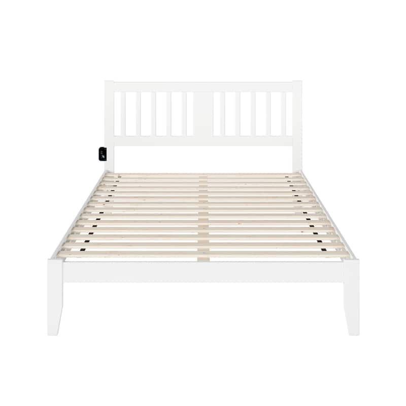 Bed with USB Charger & Drawers - Solid Wood Platform Bed - Grey Inspired Design