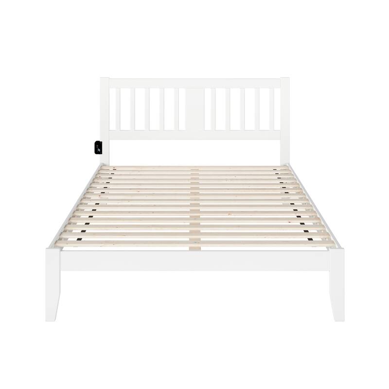 Bed with USB Charger - Solid Wood Bed Frame & Slat Kit - Mission Style Design