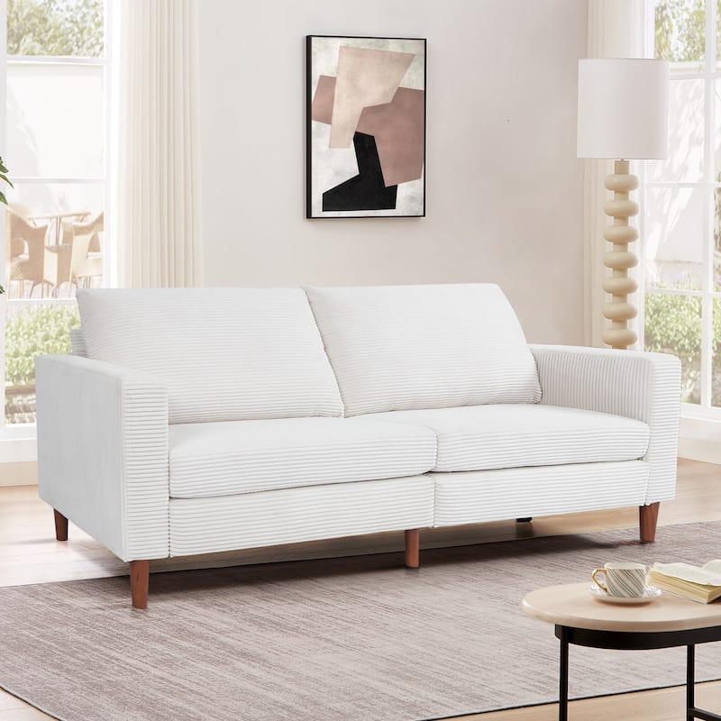 82.7" Sofas for Living Room, Comfy Love Seat Couches, Corduroy Loveseat Sofa,, Easy Assembly for Small Spaces - Beige