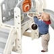 preview thumbnail 16 of 49, Freestanding Castle Climbing Playset with Slide, Tunnel, Ring Toss, and Basketball Hoop - Toy Storage Organizer for Kids