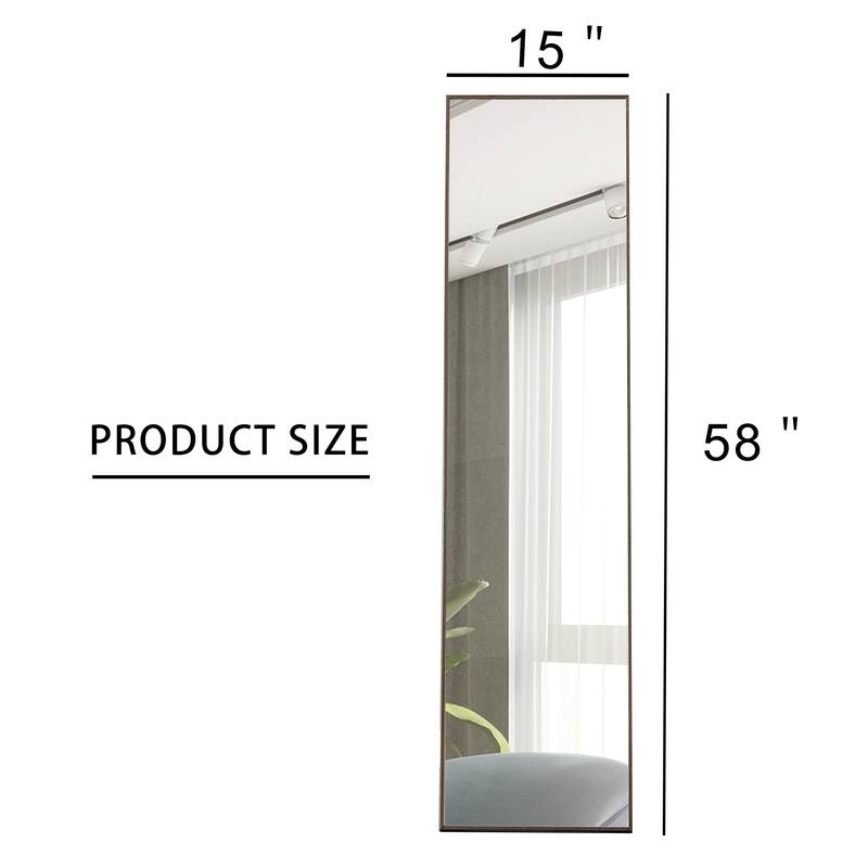 Roomfitters Full Body Mirror with Brown Solid Wood Frame, Floor Standing Decorative Mirror for Dressing Room
